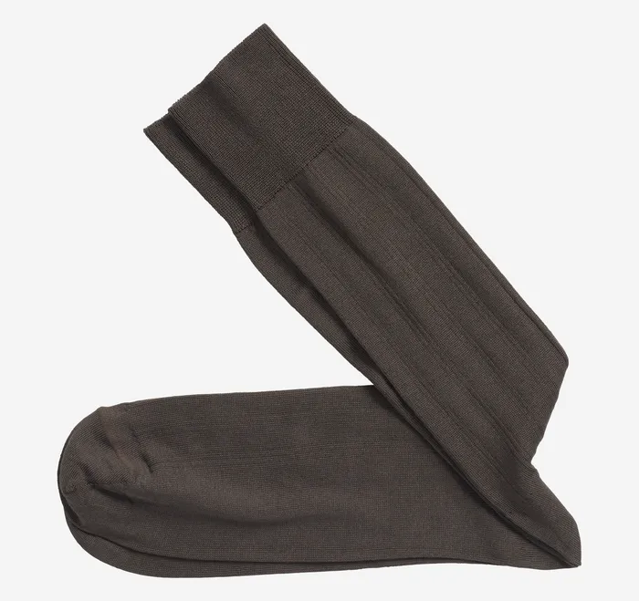 Socks Men Johnston and Murphy Pima Cotton Ribbed Socks Brown