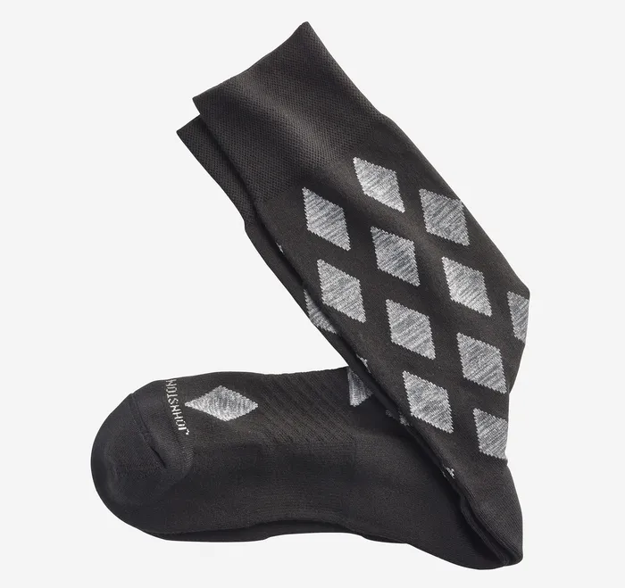 Space Dyed Socks BlackGray Diamond Accessories Johnston and Murphy Men