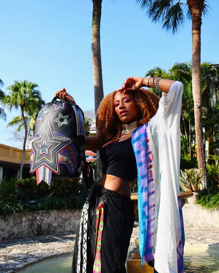 SPRAYGROUND Backpacks STAR RACER AI7 SANDFLOWER COLLAB BEADED BACKPACK 8211 Universal