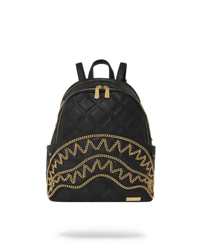 SPRAYGROUND Savages NOIR QUILT GOLD CHAIN SHARK SAVAGE BACKPACK 8211 Universal