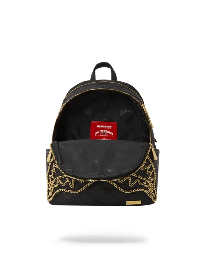 SPRAYGROUND Savages NOIR QUILT GOLD CHAIN SHARK SAVAGE BACKPACK 8211 Universal SPRAYGROUND Savages NOIR QUILT GOLD CHAIN SHARK SAVAGE BACKPACK 8211 Universal