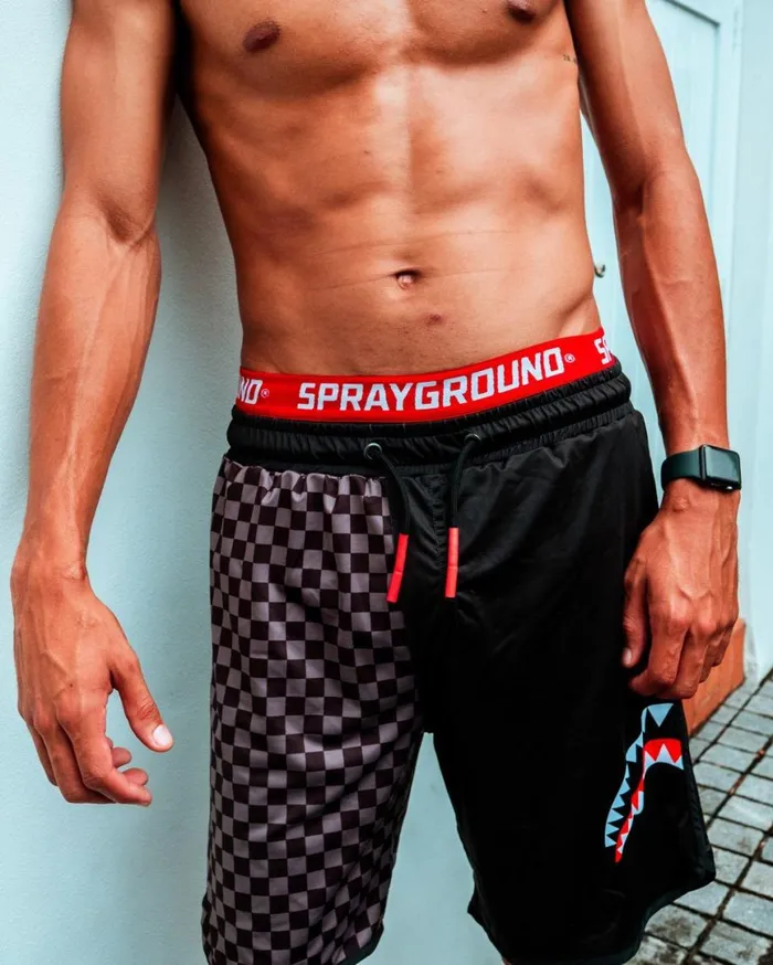 SPRAYGROUND Swimwear GREY CHECKERED SPLIT CORTO SWIM TRUNKS 8211 Universal