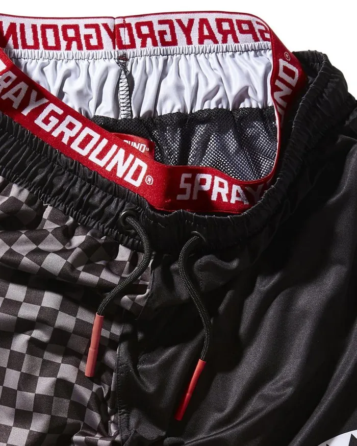 SPRAYGROUND Swimwear GREY CHECKERED SPLIT CORTO SWIM TRUNKS 8211 Universal