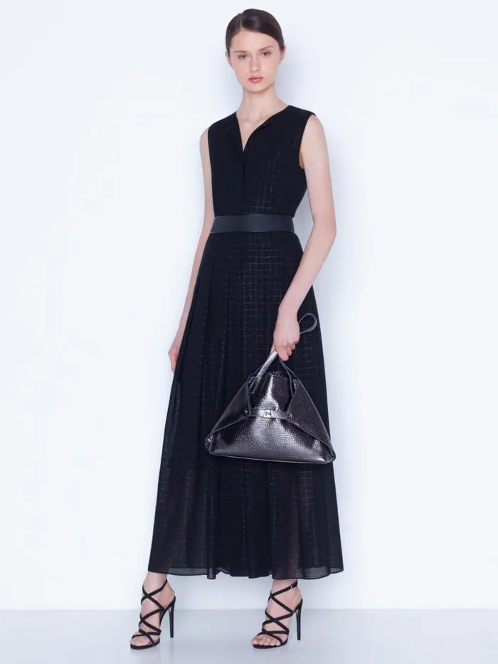 SSmall Ai Shoulder Bag In Hammered Leather Black Metallic Women Akris Tote Bags