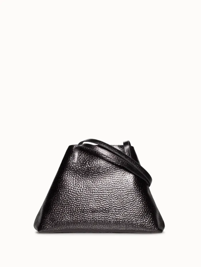 SSmall Ai Shoulder Bag In Hammered Leather Black Metallic Women Akris Tote Bags