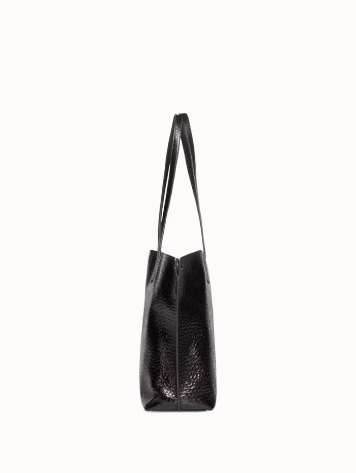 SSmall Ai Shoulder Bag In Hammered Leather Black Metallic Women Akris Tote Bags