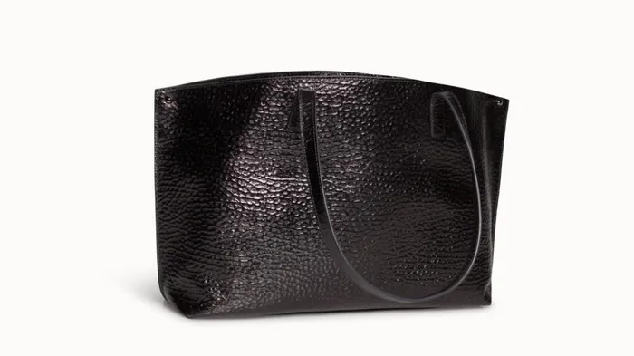 SSmall Ai Shoulder Bag In Hammered Leather Black Metallic Women Akris Tote Bags