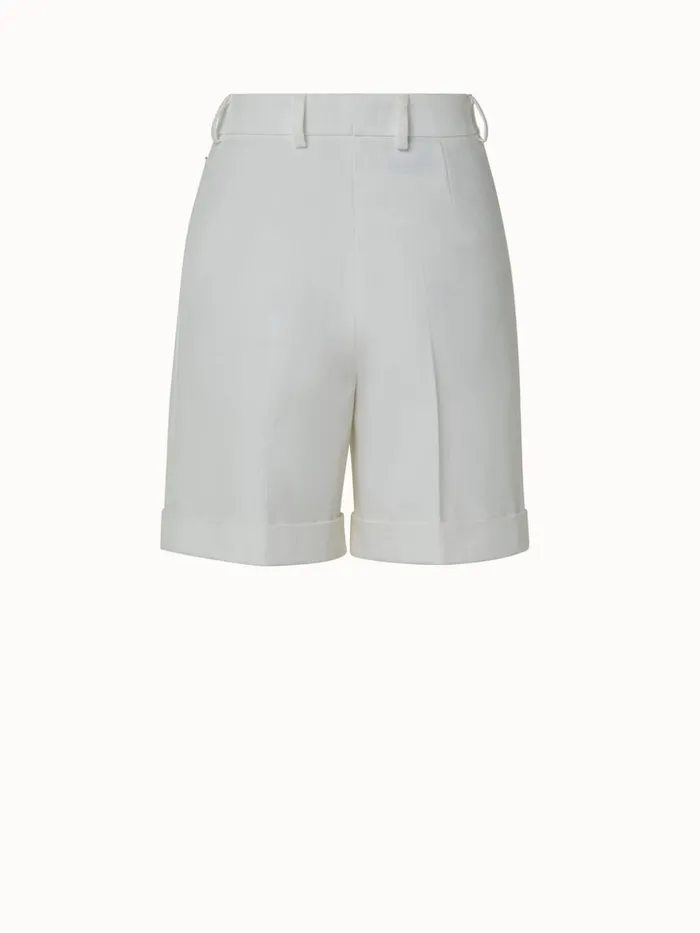 Straight Leg Cotton Stretch Denim Shorts Ecru Women Akris Pants