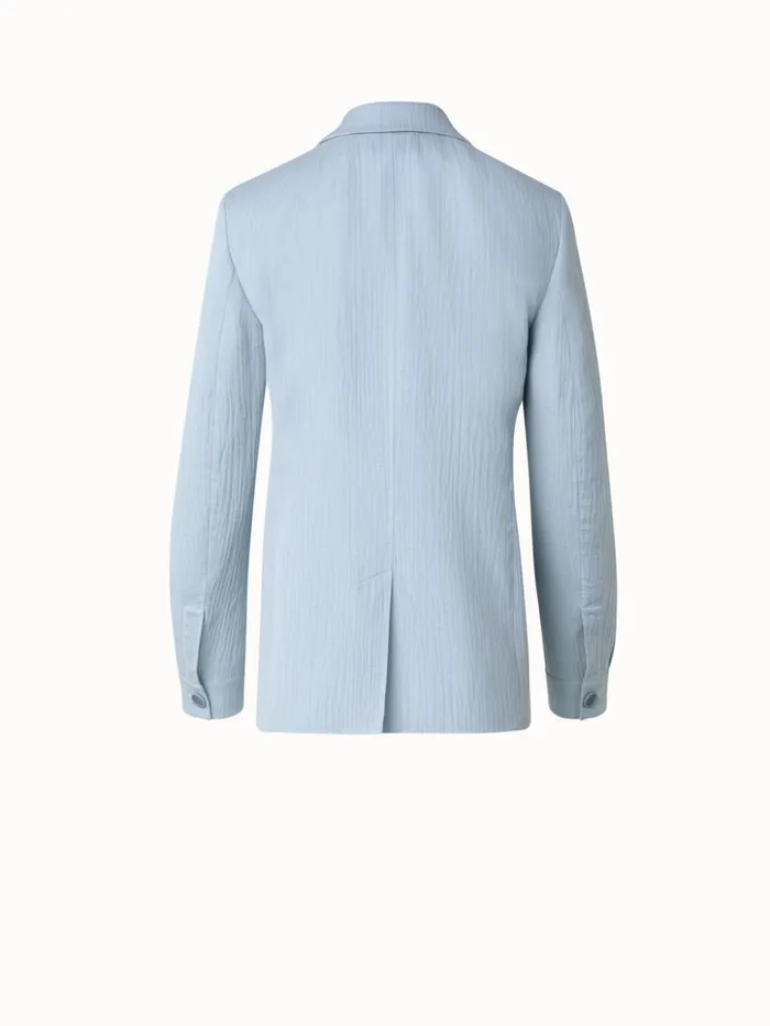 Structured Cotton Silk DoubleFace Blazer Bleached Denim Women Akris Jackets