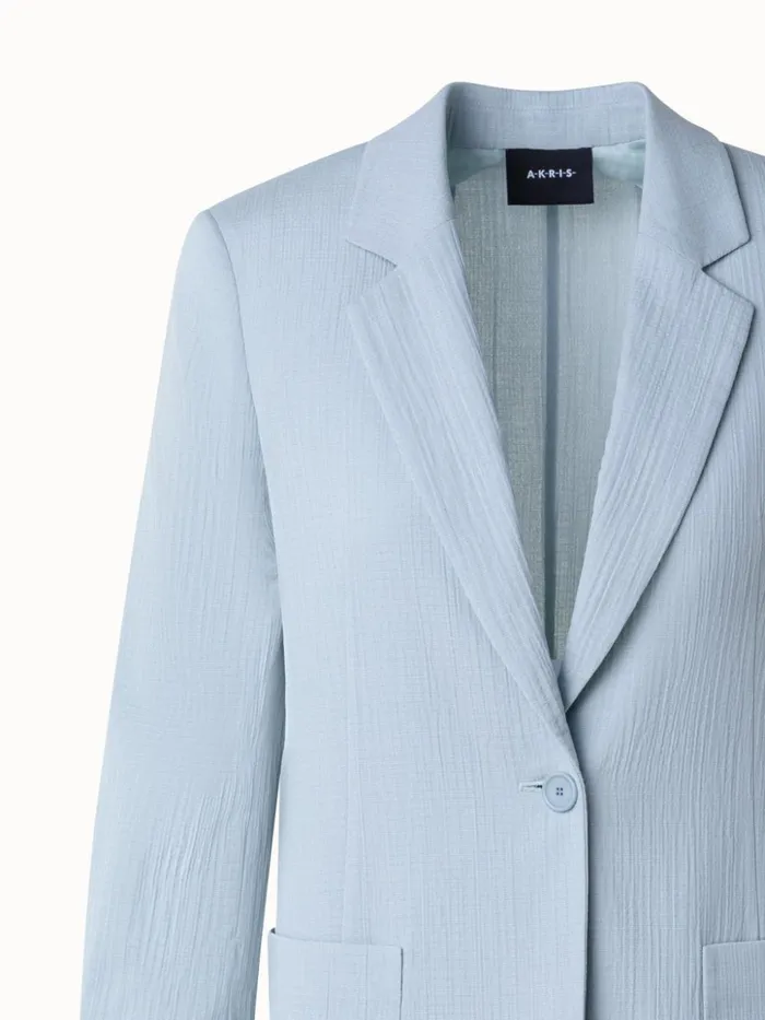 Structured Cotton Silk DoubleFace Blazer Bleached Denim Women Akris Jackets