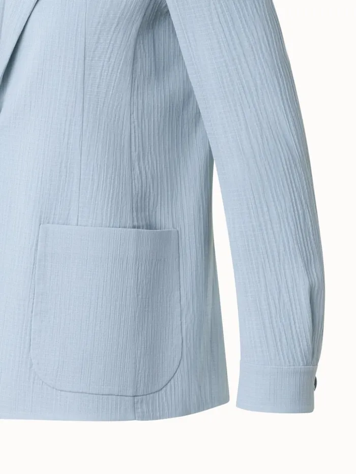 Structured Cotton Silk DoubleFace Blazer Bleached Denim Women Akris Jackets