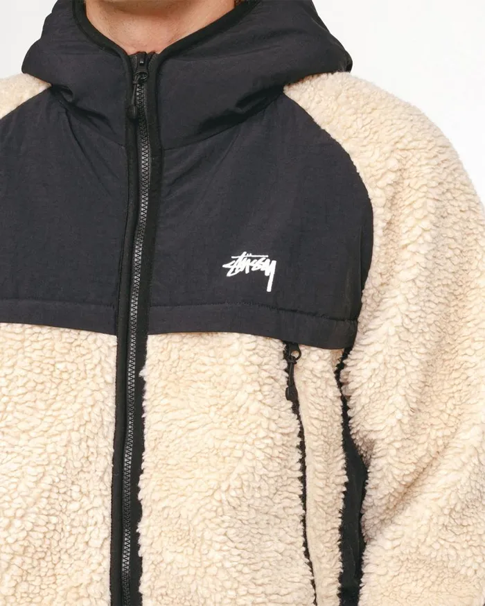 Stussy Outerwear SHERPA PANELED HOODED JACKET Beige 8211 MenWomen