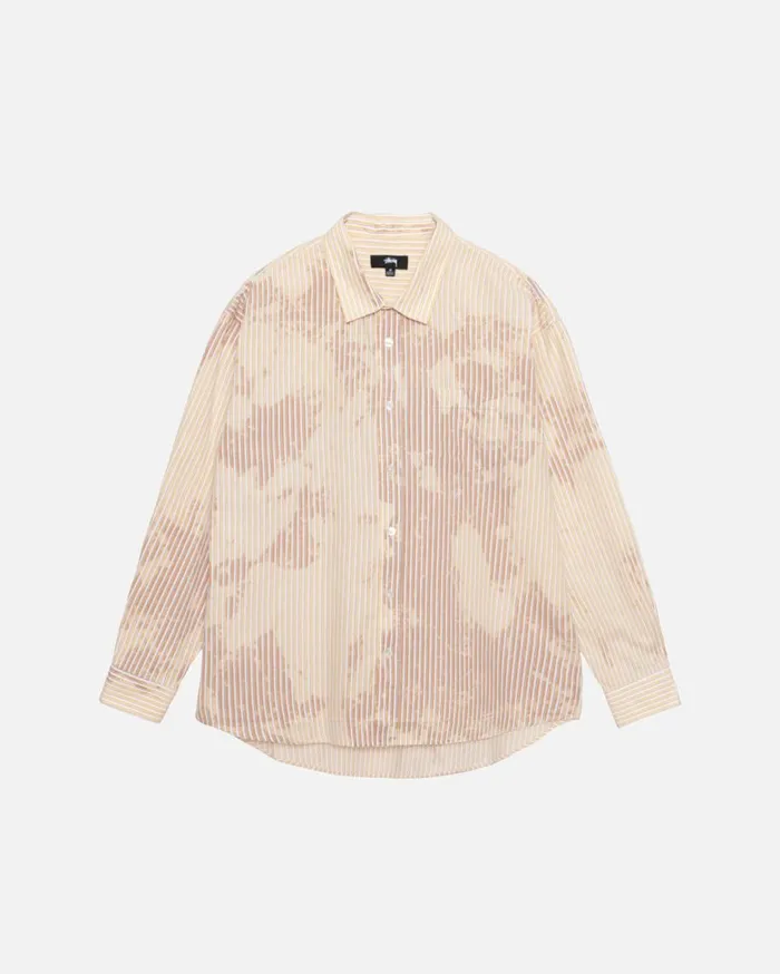 Stussy Shirts CLASSIC LS SHIRT BLEACHED POPLIN Tan 8211 MenWomen