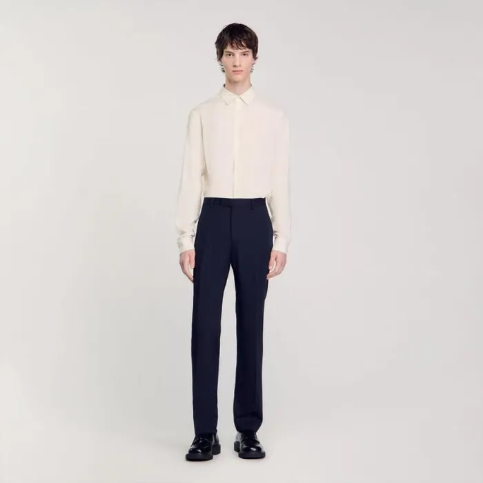 Suits and Blazers Men SANDRO Suit Trousers Navy Blue