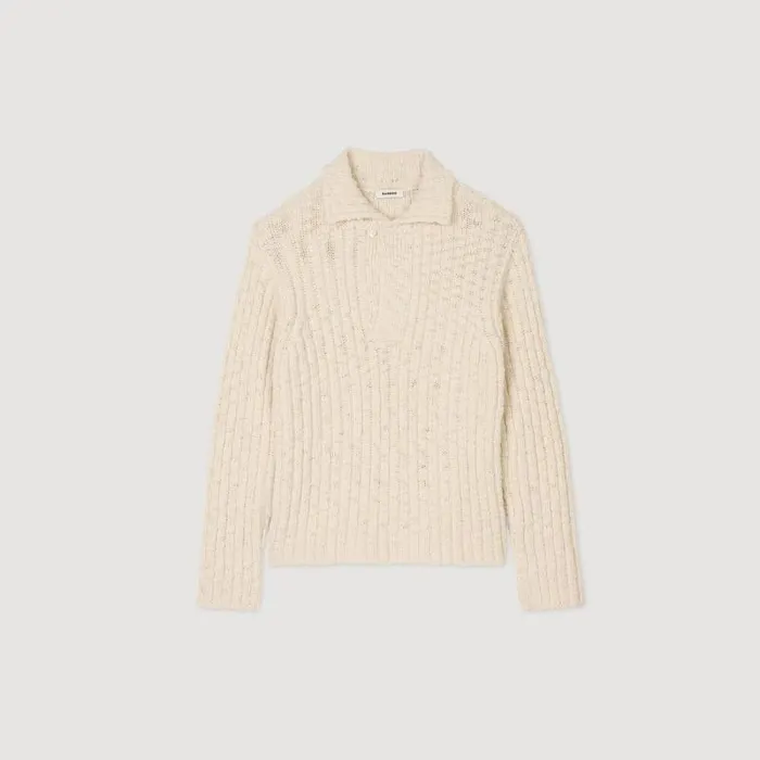 Sweaters and Cardigans Men SANDRO Chunky Knit Polo Neck Jumper Beige