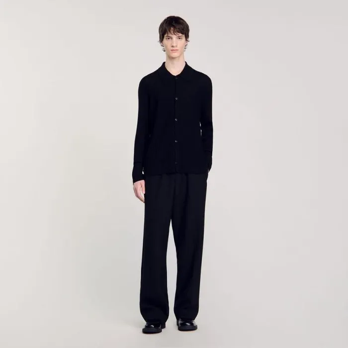 Sweaters and Cardigans Men SANDRO Knit Shirt Black