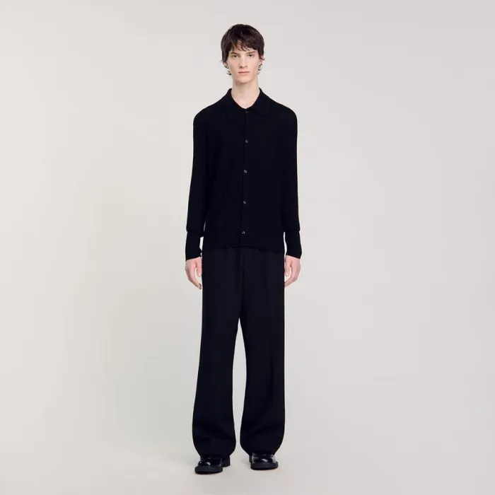 Sweaters and Cardigans Men SANDRO Knit Shirt Black