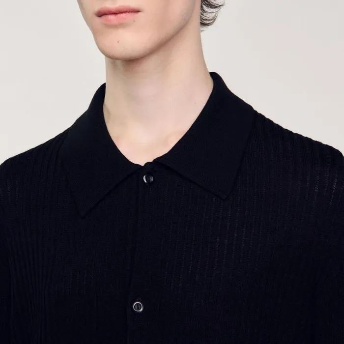 Sweaters and Cardigans Men SANDRO Knit Shirt Black