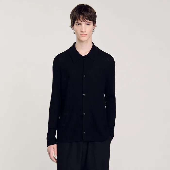 Sweaters and Cardigans Men SANDRO Knit Shirt Black