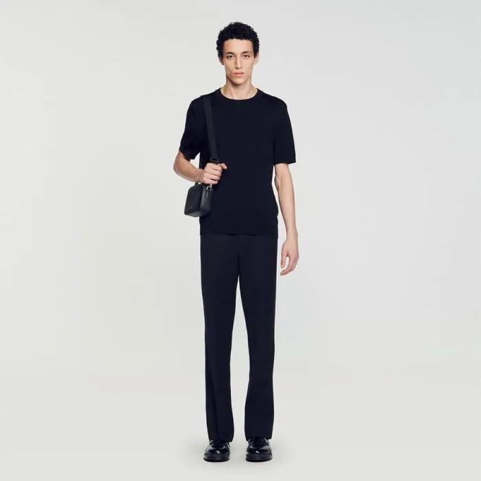Sweaters and Cardigans Men SANDRO Knitted Tshirt Black