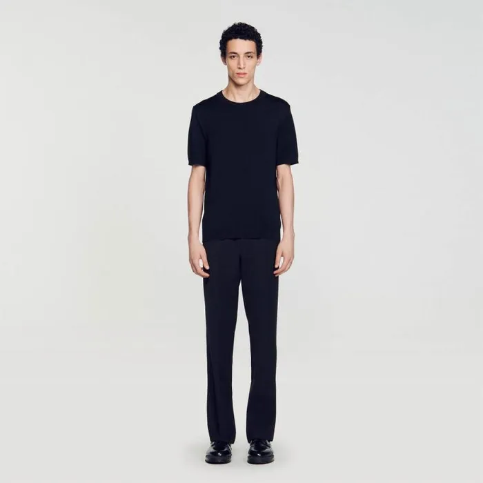 Sweaters and Cardigans Men SANDRO Knitted Tshirt Black