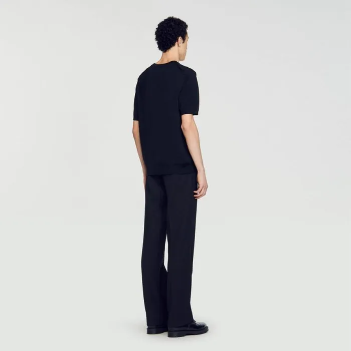 Sweaters and Cardigans Men SANDRO Knitted Tshirt Black
