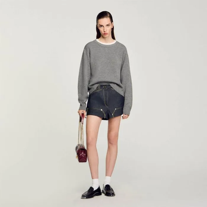 Sweaters and Cardigans Women SANDRO Contrast Collar Sweater Grey