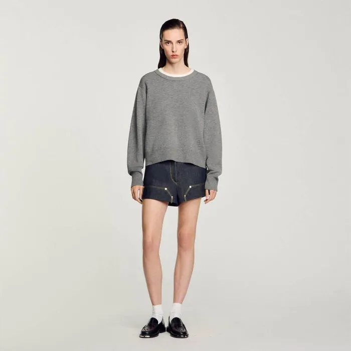 Sweaters and Cardigans Women SANDRO Contrast Collar Sweater Grey