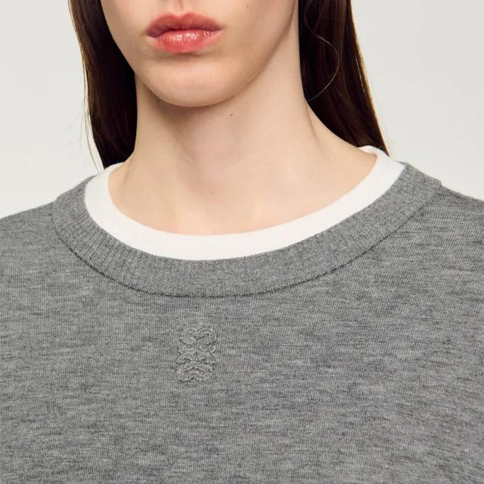 Sweaters and Cardigans Women SANDRO Contrast Collar Sweater Grey