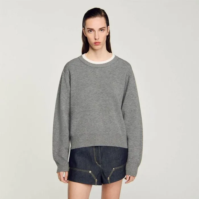 Sweaters and Cardigans Women SANDRO Contrast Collar Sweater Grey