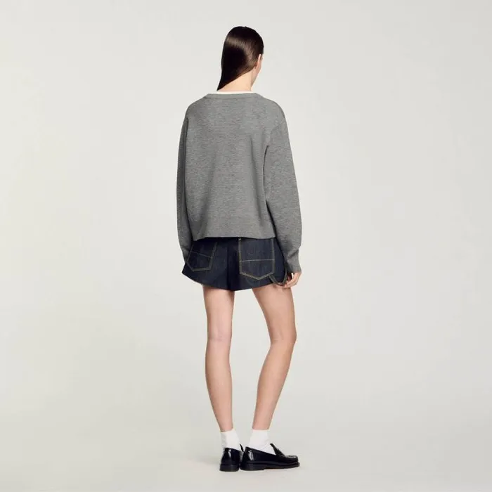 Sweaters and Cardigans Women SANDRO Contrast Collar Sweater Grey
