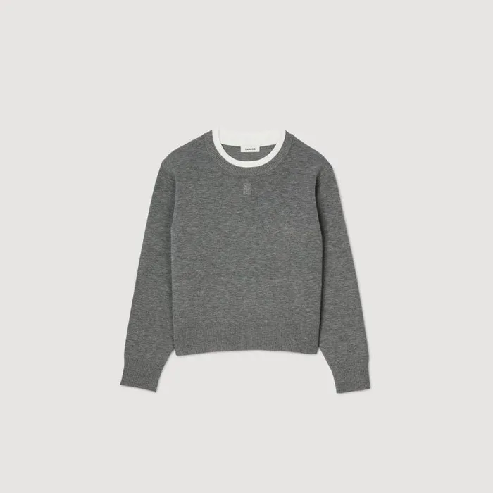 Sweaters and Cardigans Women SANDRO Contrast Collar Sweater Grey