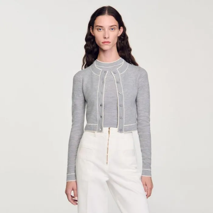 Sweaters and Cardigans Women SANDRO Cropped Cardigan Grey