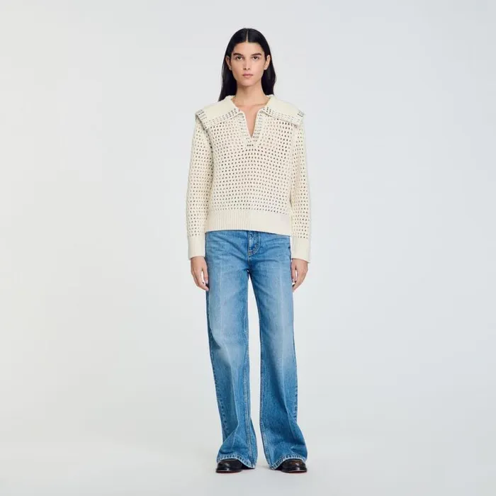 Sweaters and Cardigans Women SANDRO SailorNeck Wool Sweater Ecru