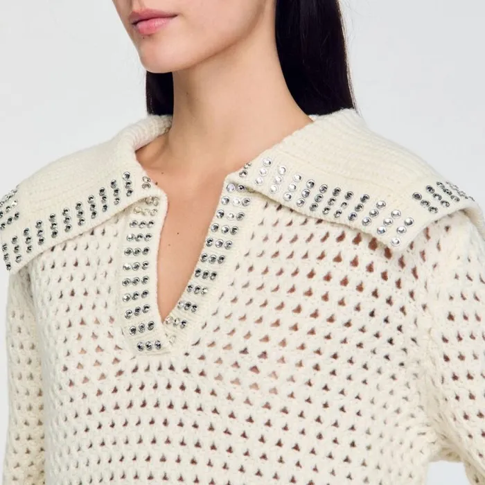 Sweaters and Cardigans Women SANDRO SailorNeck Wool Sweater Ecru
