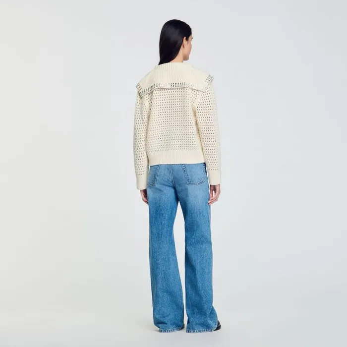 Sweaters and Cardigans Women SANDRO SailorNeck Wool Sweater Ecru