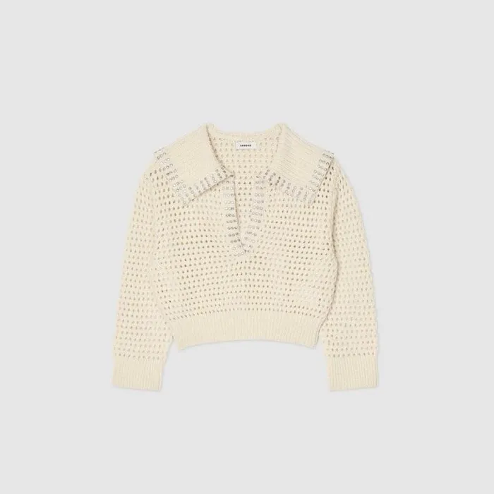 Sweaters and Cardigans Women SANDRO SailorNeck Wool Sweater Ecru