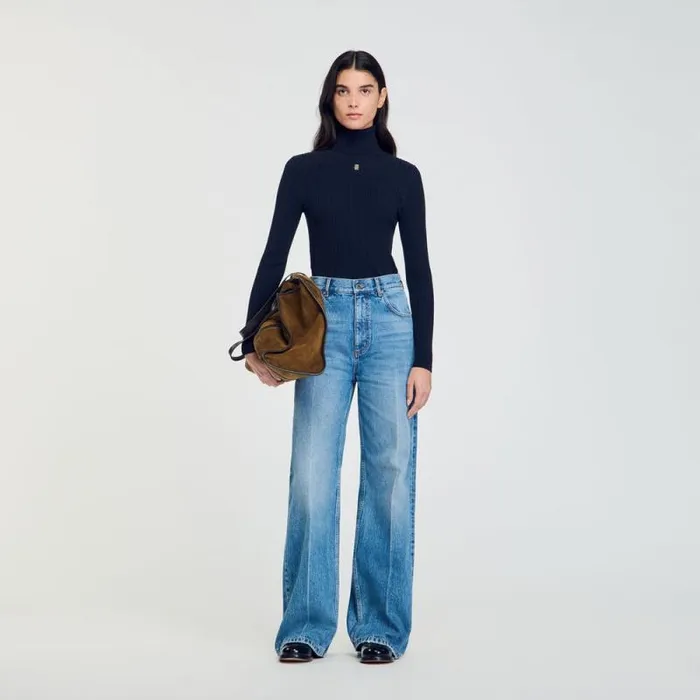 Sweaters and Cardigans Women SANDRO Turtleneck Sweater Navy Blue
