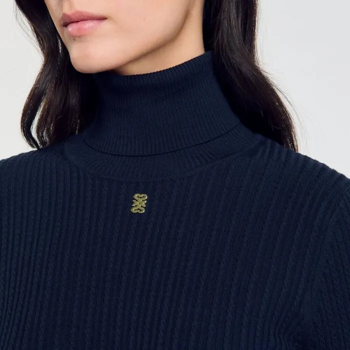 Sweaters and Cardigans Women SANDRO Turtleneck Sweater Navy Blue