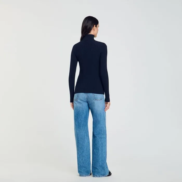 Sweaters and Cardigans Women SANDRO Turtleneck Sweater Navy Blue