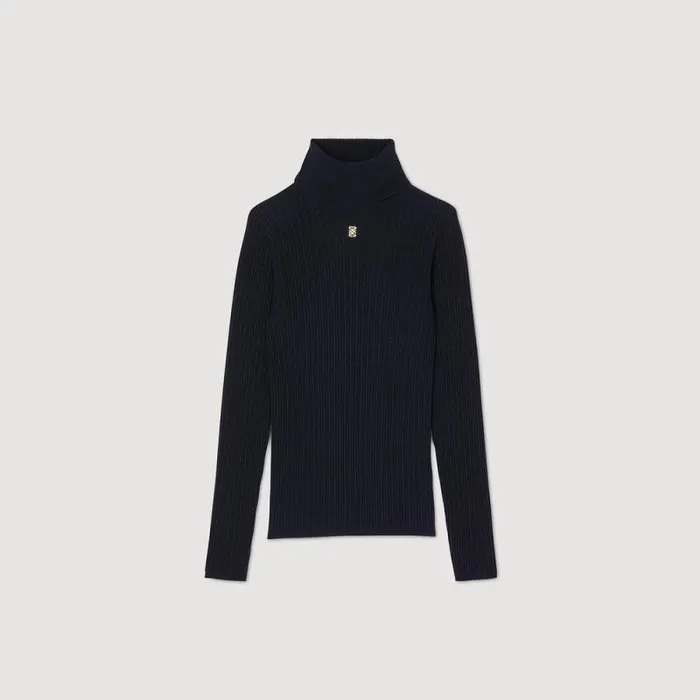 Sweaters and Cardigans Women SANDRO Turtleneck Sweater Navy Blue