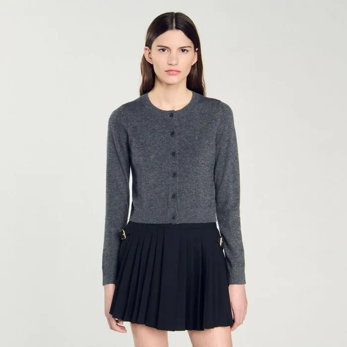 Sweaters and Cardigans Women SANDRO Wool And Cashmere Cardigan Dark Grey