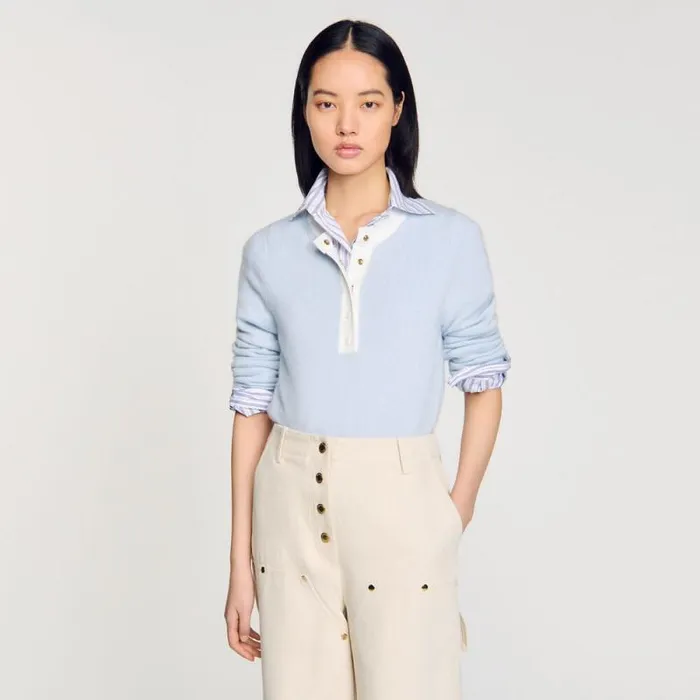 Sweaters and Cardigans Women SANDRO Wool And Cashmere Jumper Sky Blue