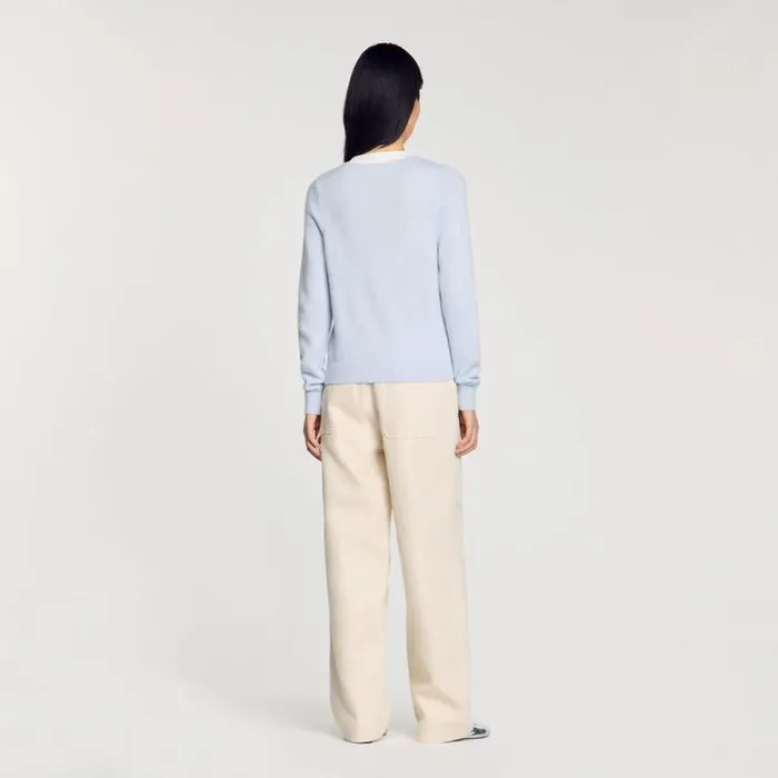 Sweaters and Cardigans Women SANDRO Wool And Cashmere Jumper Sky Blue