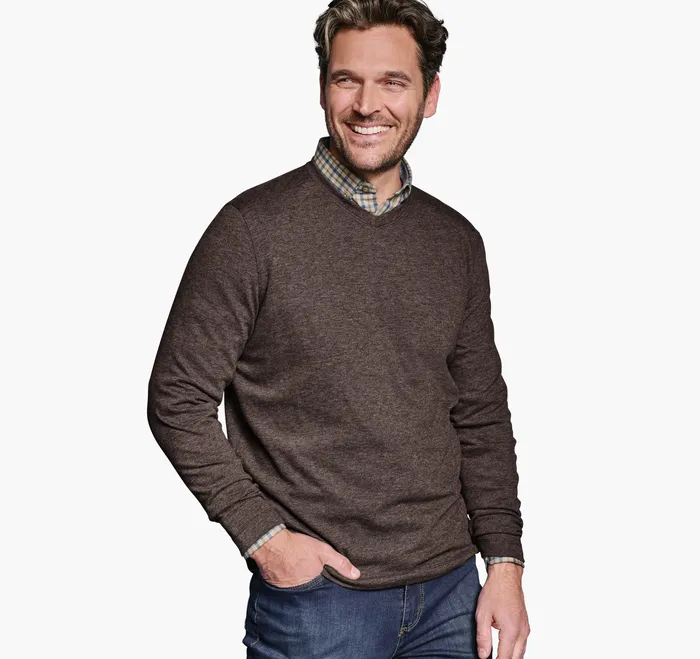 Sweaters and Knits Johnston and Murphy Men Knit VNeck Dark Brown