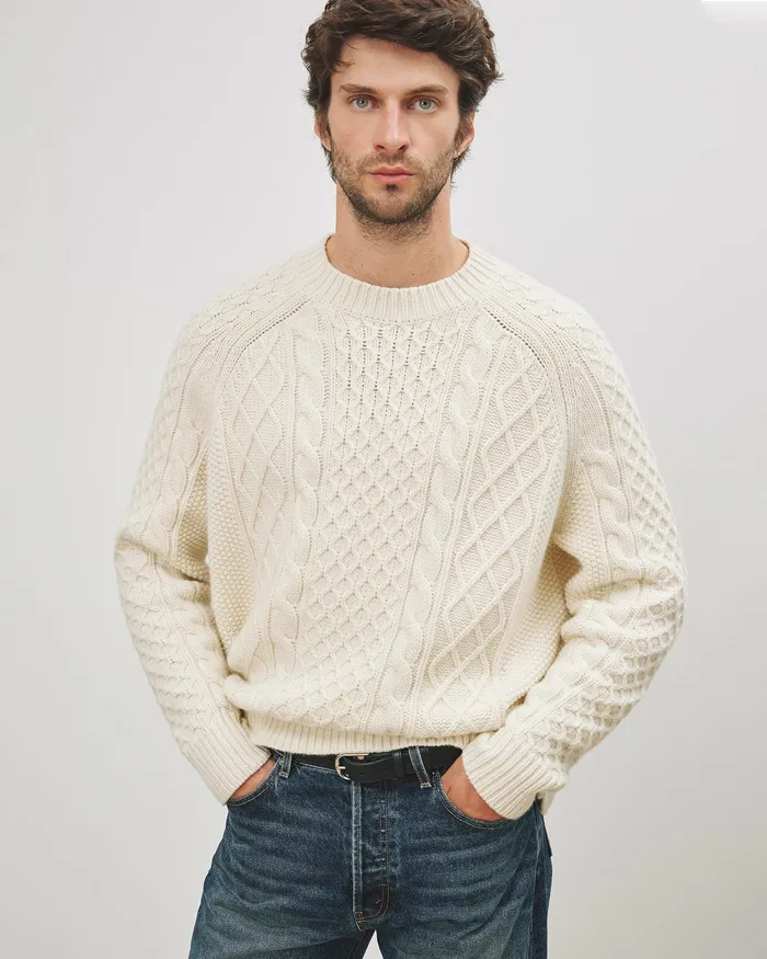 Sweaters Nili Lotan Men CARRAN SWEATER Ivory