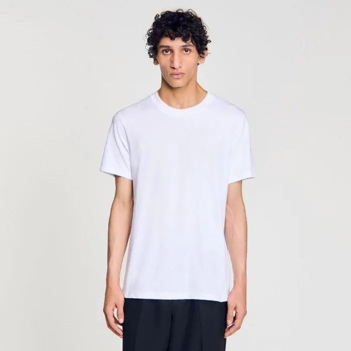 Tshirts and Polos Men SANDRO Cotton Tshirt With Logo Optic White