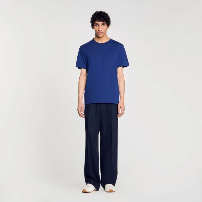 Tshirts and Polos Men SANDRO Cotton Tshirt With Logo Royal Blue