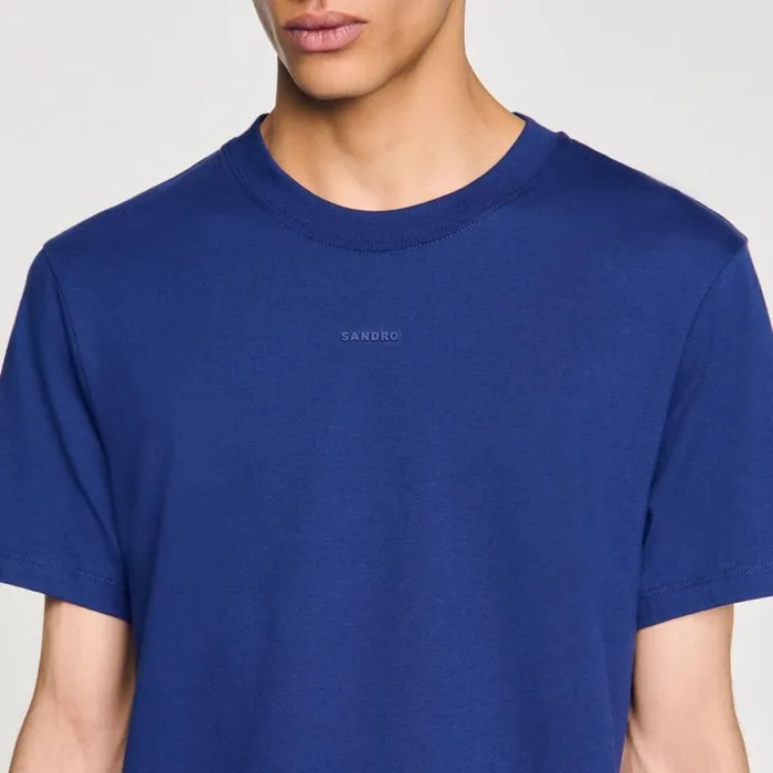 Tshirts and Polos Men SANDRO Cotton Tshirt With Logo Royal Blue