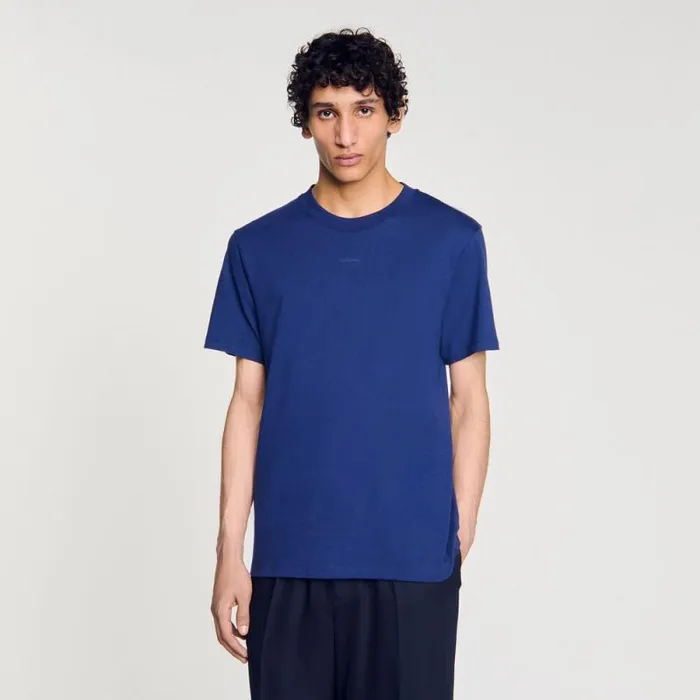 Tshirts and Polos Men SANDRO Cotton Tshirt With Logo Royal Blue